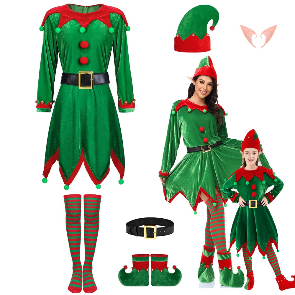 Anime Cosplay Little Girl - 6 Paket Kostum Elf Natal Bahan