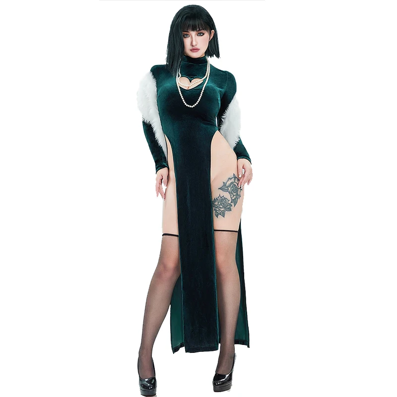 Anime Cosplay One Punch Man - Gaun Cape Berbulu Beludru Seksi dengan