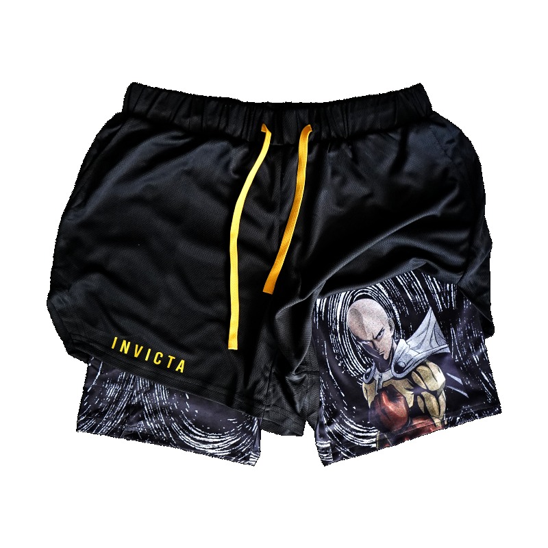 Anime Cosplay One Punch Man - Celana Pendek Kompresi 2-In-1 Anime One