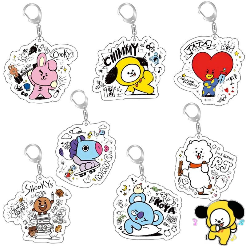 Anime Cosplay Girlfriend - Gantungan kunci akrilik BT21 anime kartun