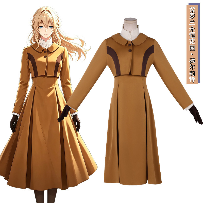 Violet Evergarden Dress - Set Cosplay Violet Evergarden Wanita, Gaun