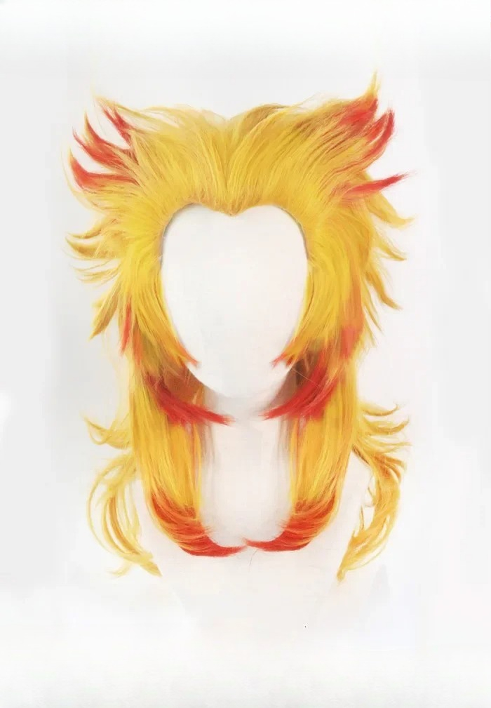 Wig Rengoku Kyoujurou Kimetsu  - Anime Cosplay With Red Hair ulasan dan harga