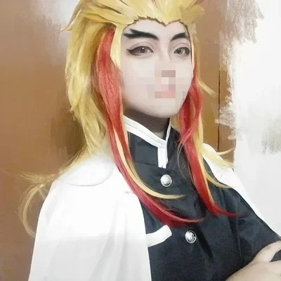 Wig Rengoku Kyoujurou Kimetsu  - Anime Cosplay With Red Hair ulasan dan harga